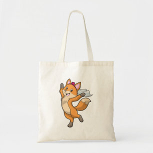 Tote Bag Renard en mariée avec voile et cœur