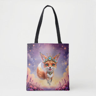 Tote Bag Renard étoilé des prairies au clair de lune.