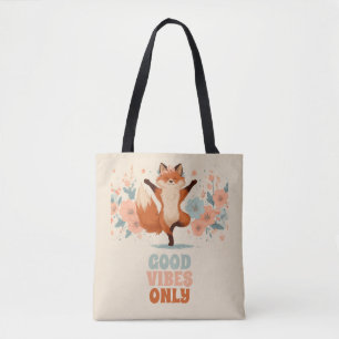 Tote Bag Renard heureux avec des fleurs – Jolie illustratio