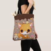 Tote Bag Renard mignon de chibi avec la glace de kawaii (De près)