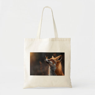 Tote Bag Renard mou avec papillon assis sur son nez