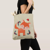 Tote Bag Renard Orange À Santa Hat Joli Noël Whimsical (De près)