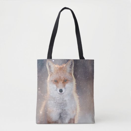 Tote Bag Renard rouge, forêt d'hiver, illustration pittores (Devant)
