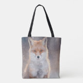 Tote Bag Renard rouge, forêt d'hiver, illustration pittores (Dos)