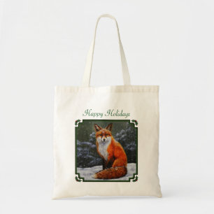 Tote Bag Renard rouge mignon en neige hivernale