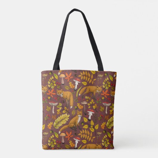 Tote Bag Renards d'automne sur chocolat brun (Dos)