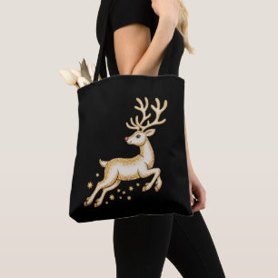 Tote Bag Renne doré de Noël Cerf mignon Or Xmas