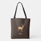Tote Bag Renne doré sur fond brun foncé (Dos)
