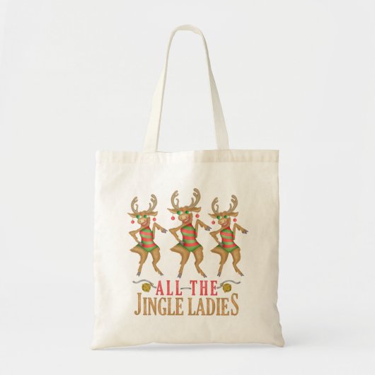 Tote Bag Renne drôle de Noël toutes les dames de tintement (Devant)