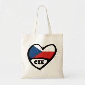 Tote Bag République tchèque Code pays Coeur du drapeau, CZE (Devant)