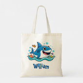Tote Bag Requin bleu de dessin animé mignon (Dos)