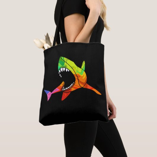 Tote Bag Requin coloré (De près)