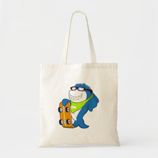 Tote Bag Requin comme patineur avec skateboard (Devant)