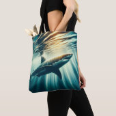 Tote Bag Requin dans la mer bleue profonde & soleil (De près)
