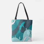 Tote Bag Requin et tortue Refroid Art Abstrait (Dos)