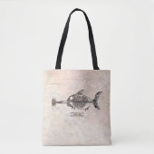 Tote Bag requin guitare poisson fossile (Devant)