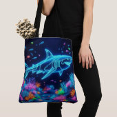 Tote Bag Requin néon coloré (De près)