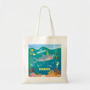 Tote Bag Requin souriant sous la mer garçon fête d'annivers