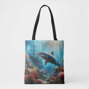 Tote Bag Requin tigre côtier/nautique & récif corallien