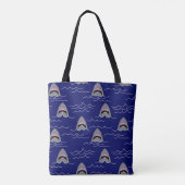 Tote Bag Requins amusants et vagues océaniques à motif bleu (Dos)