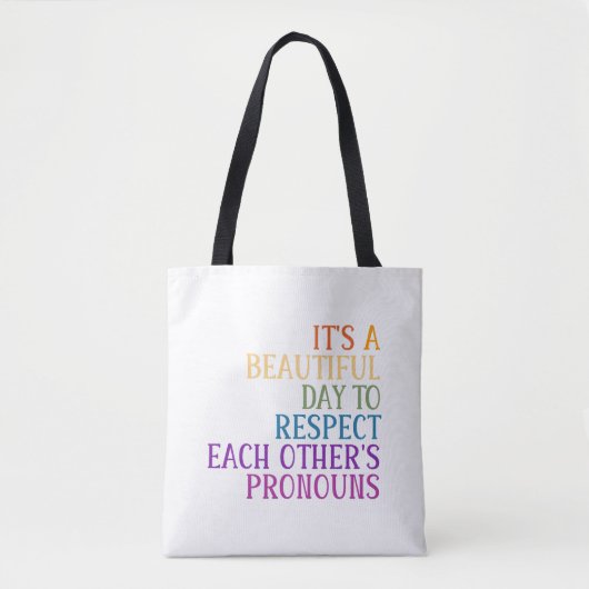 Tote Bag Respectez le pronouns rainbow flag lgbtqa+ (Devant)