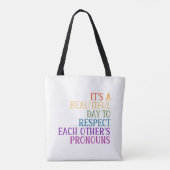 Tote Bag Respectez le pronouns rainbow flag lgbtqa+ (Dos)