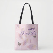 Tote Bag Respire simplement les papillons Feuille rose (Devant)