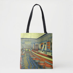 Tote Bag Restaurant Vintage, Intérieur de diner rétro au bo