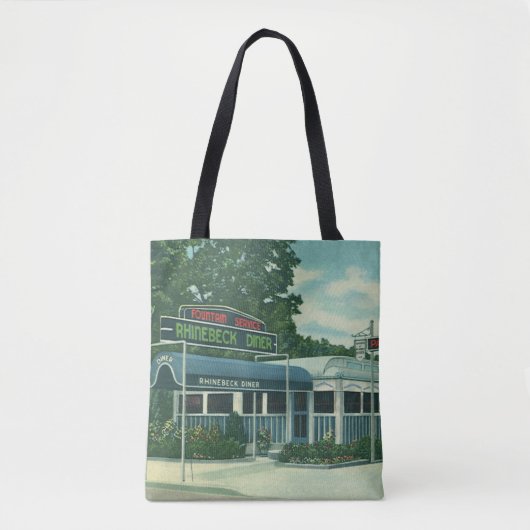 Tote Bag Restaurant vintage, Retro Rhinebeck Roadside Diner (Devant)