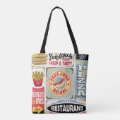 Tote Bag Restaurants et dîners restauration rapide panneaux (Dos)