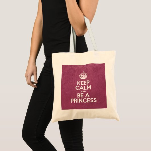 Tote Bag Restez calme et soyez une princesse, Cuir rose, Co (Devant (produit))