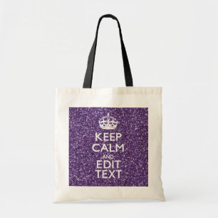 Tote Bag Restez calme et votre texte sur le violet élégant