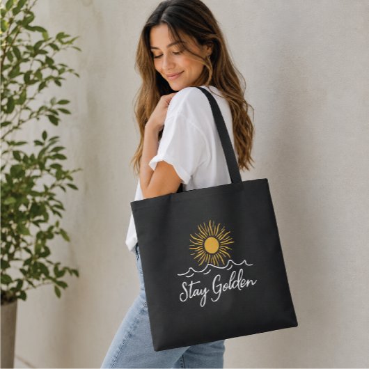Tote Bag Restez Doré Noir