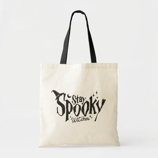 Tote Bag Restez Éffrayant sorcière Halloween drôle (Devant)