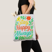 Tote Bag Restez heureux Citation Toujours Motivationnelle D (De près)