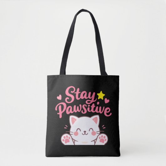 Tote Bag Restez Pawsitif – Conception de citation motivatio (Devant)