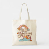 Tote Bag Restez Super Retro Fleurs Arc-en-ciel Typographie (Dos)