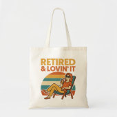 Tote Bag Retired & Lovin’ It Retro Sunset Funny Retirement (Devant)