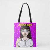 Tote Bag Retour à l'école Ado personnalisée Fille pourpre N (Devant)