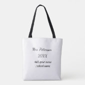 Tote Bag Retour à l'école ajouter nom de l'enseignant année (Dos)