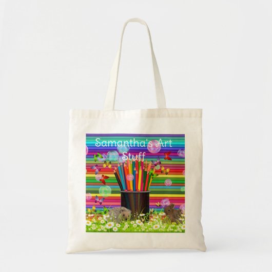 Tote Bag Retour à l'école Fournitures et livres d'art (Devant)