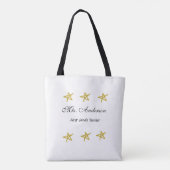 Tote Bag Retour à l'école nom de l'enseignant étoiles dorée (Dos)