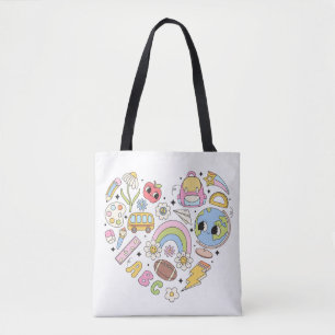 Tote Bag Retour à l'école Super Coeur coloré