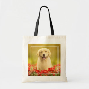 Tote Bag Retraité d'or dans les fleurs rouges