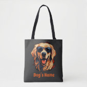 Tote Bag Retriever en or cool avec lunettes de soleil (Devant)