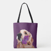 Tote Bag Retriever violet doré avec une fleur (Dos)