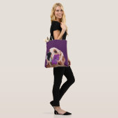Tote Bag Retriever violet doré avec une fleur (Sur le modèle)