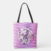 Tote Bag Retro 3D Effect Pink Musical Notes (Dos)
