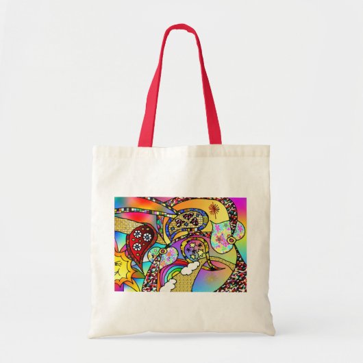 Tote Bag Retro 60s Coeurs psychédéliques Paisley Cadeaux Vê (Devant)