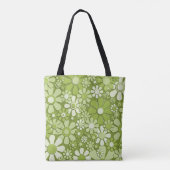 Tote Bag Retro 60s les années 70 Fleurs Lime Vert Floral (Dos)